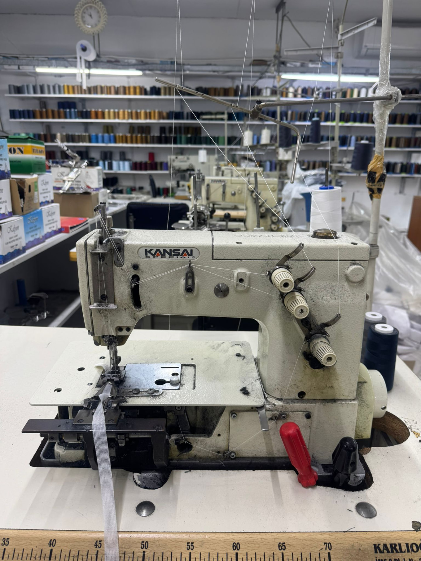 Kansai Special multi-needle machine on the sewing floor